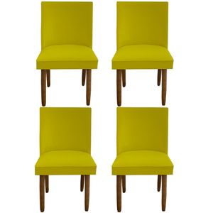Kit 04 Cadeiras Para Sala De Jantar Tóquio Pés Palito Suede Amarelo D'classe Decor