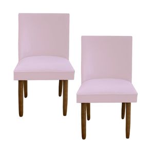 Kit 02 Cadeiras Para Sala De Jantar Tóquio Pés Palito Suede Rosa Bebê D'classe Decor