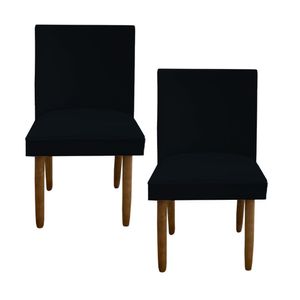 Kit 02 Cadeiras Para Sala De Jantar Tóquio Pés Palito Suede Preto D'classe Decor