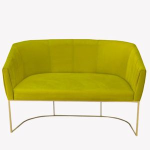 Namoradeira Julia Base De Ferro Suede Amarelo D'classe Decor