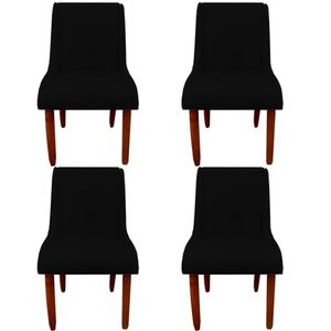 Kit 04 Cadeiras Para Sala De Jantar Lizz Pés Palito Veludo Preto D'classe Decor