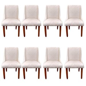 Kit 08 Cadeiras Para Sala De Jantar Lizz Pés Palito Veludo Bege D'classe Decor