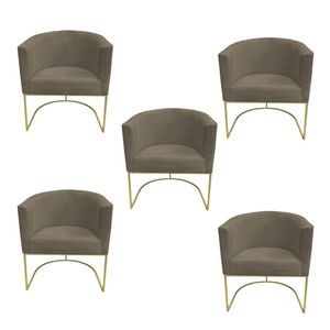 Kit 05 Poltronas Paola Base De Ferro Sued Marrom Rato D'classe Decor