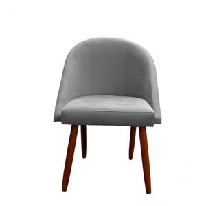 Cadeira Poltrona Arredondada Suede Bege D'classe Decor