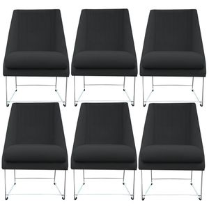 Kit 06 Cadeiras Ana Base De Ferro Prata Suede Grafite D'classe Decor
