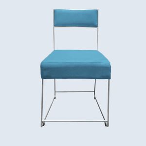 Cadeira Atena Base De Ferro Maciço Prata Suede Azul Tiffany D'classe Decor