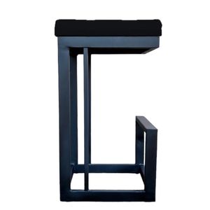 Banqueta Londres Base De Ferro Sued Preto D'classe Decor