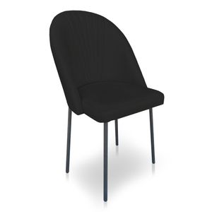 Cadeira De Jantar Virginia Sued Preto Pés De Ferro Preto Dclasse Decor