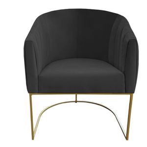 Poltrona Julia Com Base De Ferro Sala De Estar Escritório Recepção Clinica Suede Grafite D'classe Decor