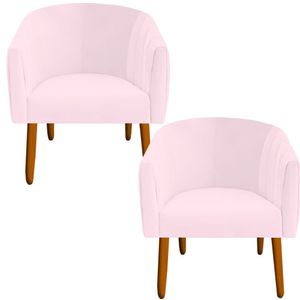 Kit 02 Poltrona Julia Decoração Salão Cadeira Escritório Recepção Estar Amamentação Suede Rosa Bebê D'classe Decor