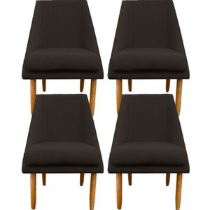 Kit 04 Cadeiras Para Sala De Jantar Ana Pés Palito Suede Marrom D'classe Decor