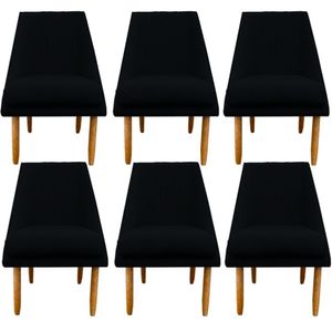 Kit 06 Cadeiras Para Sala De Jantar Ana Pés Palito Suede Preto D'classe Decor