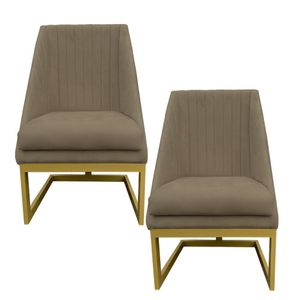 Kit 02 Cadeiras Para Sala De Jantar Ana Base De Ferro Suede Marrom Rato D'classe Decor