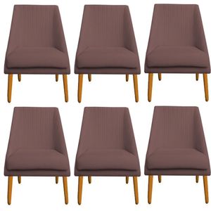 Kit 06 Cadeiras Para Sala De Jantar Ana Pés Palito Veludo Rosê D'classe Decor