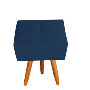 Puff Malu Decorativo Pés Palito Suede Azul Marinho D'classe Decor