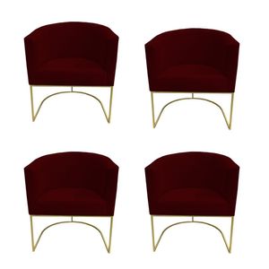 Kit 04 Poltronas Paola Base De Ferro Sued Marsala D'classe Decor