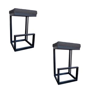 Kit 02 Banquetas Londres Base De Ferro Sued Grafite D'classe Decor