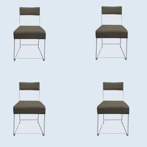 Kit 04 Cadeiras Atena Base De Ferro Maciço Prata Suede Marrom Rato D'classe Decor