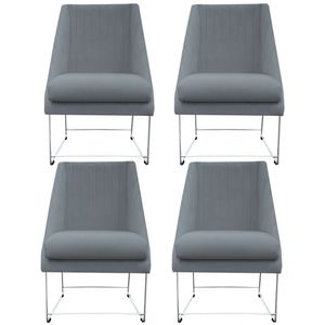 Kit 04 Cadeiras Ana Base De Ferro Prata Suede Bege D'classe Decor