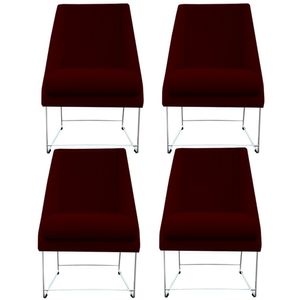 Kit 04 Cadeiras Ana Base De Ferro Prata Suede Marsala D'classe Decor