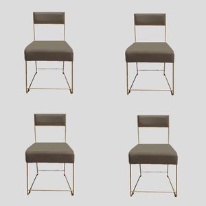 Kit 04 Cadeiras Atena Base De Ferro Maciço Dourada Suede Marrom Rato D'classe Decor