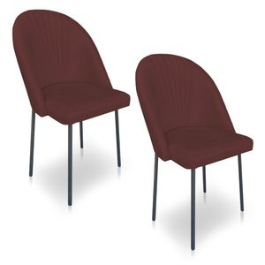 Kit 02 Cadeiras De Jantar Virginia Sued Marsala Pés De Ferro Preto Dclasse Decor