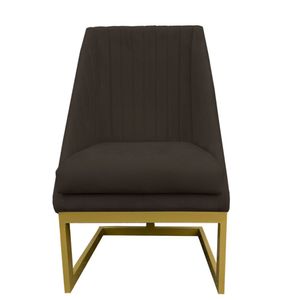 Cadeira Para Sala De Jantar Ana Base De Ferro Suede Marrom D'classe Decor