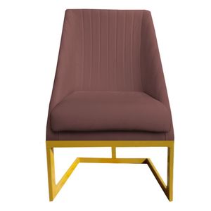 Cadeira Para Sala De Jantar Ana Base De Ferro Veludo Rosê D'classe Decor
