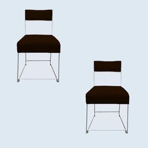 Kit 02 Cadeiras Atena Base De Ferro Maciço Prata Suede Marrom D'classe Decor