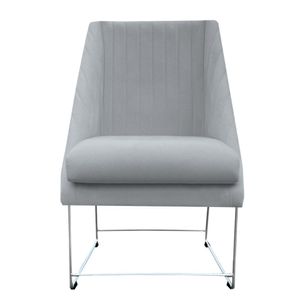 Cadeira Ana Base De Ferro Prata Suede Bege D'classe Decor