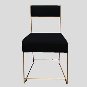 Cadeira Atena Base De Ferro Maciço Dourada Suede Preto D'classe Decor