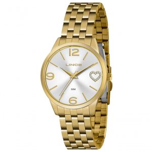 Relógio Lince Feminino Coração Strass Dourado Lrg4717l S2kx