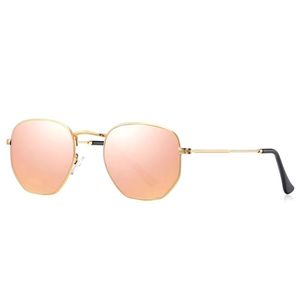 Óculos De Sol Clássico Retro Hexágono Metal Frame Com Proteção Uv400 Rosa