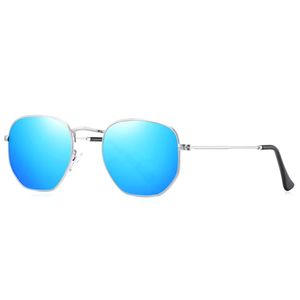 Óculos De Sol Clássico Retro Hexágono Metal Frame Com Proteção Uv400 Azul