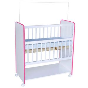 Mini Berço New Baby Bed Side Grade Móvel + Colchão Cor:branco/rosa
