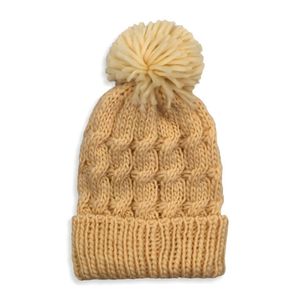 Touca Com Pompom - Estilo E Proteção Nos Dias Frios Cor:bege