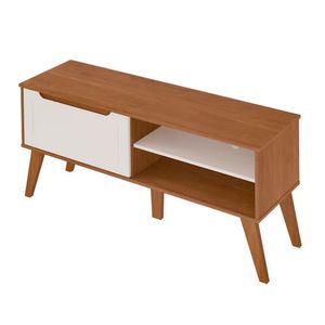 Rack Artely Lotus Com 1 Porta E 2 Nichos Tv Até 60 Polegadas Bege E Branco