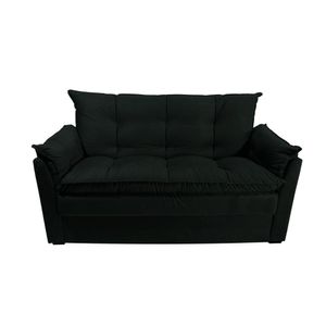 Sofá Small 3 Lugares Conforto 160cm Suede Preto Herrero Decor Preto