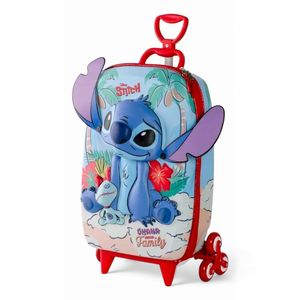 Mochila 3d C- 3 Rodinhas Carrinho Stitch Praia Orelhas Móveis