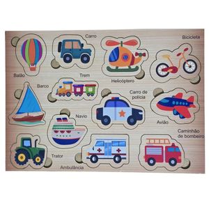 Quebra Cabeça Educativo Meios De Transporte Madeira