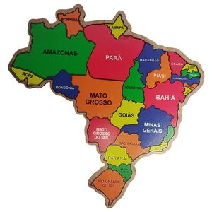 Quebra Cabeça Mapa Do Brasil Madeira Educativo Montessori