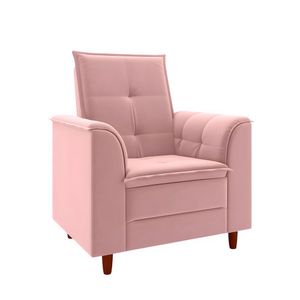 Poltrona Decorativa Estofada Confortável Sala Miley Suede Rosa