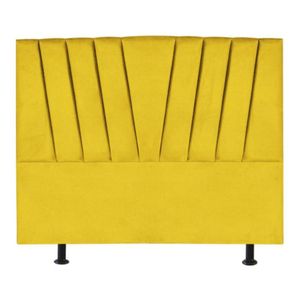 Cabeceira Estofada Cama Casal Queen Size 160 Cm Ariel Suede Amarelo