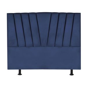Cabeceira Estofada Cama Casal Queen Size 160 Cm Ariel Veludo Azul Marinho