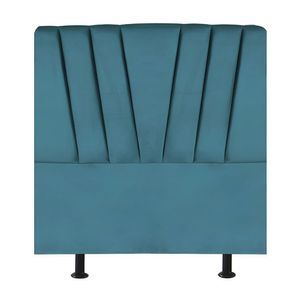 Cabeceira Estofada Cama Box Solteiro 100 Cm Ariel Suede Azul Turquesa