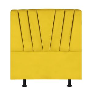 Cabeceira Estofada De Cama Casal Box 140 Cm Ariel Suede Amarelo