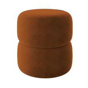 Puff Decorativo Estofado Para Sala Redondo Paris Bouclé Terracota