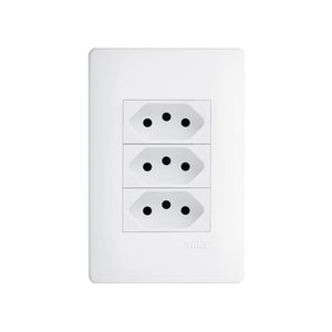 Tomada Tripla Fame Habitat 2p+t 10a Com Placa 4x2 Branca