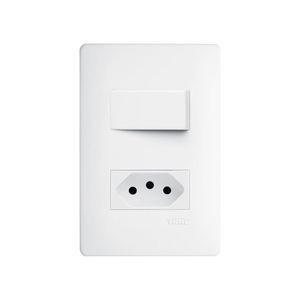 Interruptor Simples E Tomada 2p+t 10a Fame Habitat Com Placa 4x2 Branco