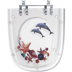 Assento Sanitário Poliester Optima Decorado Golfinho E Conchas Para Vaso Sensea